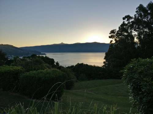 Sunset from Akaroa Top 10 campsite