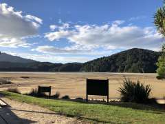 Low tide crossing from Awaroa Hut