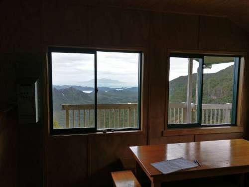 View from inside Mt Heale Hut
